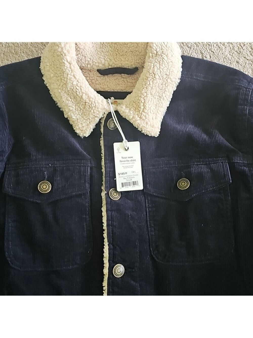 Marine LayerBoise Cord Sherpa Trucker in Sky Captain - Picture 6 of 9